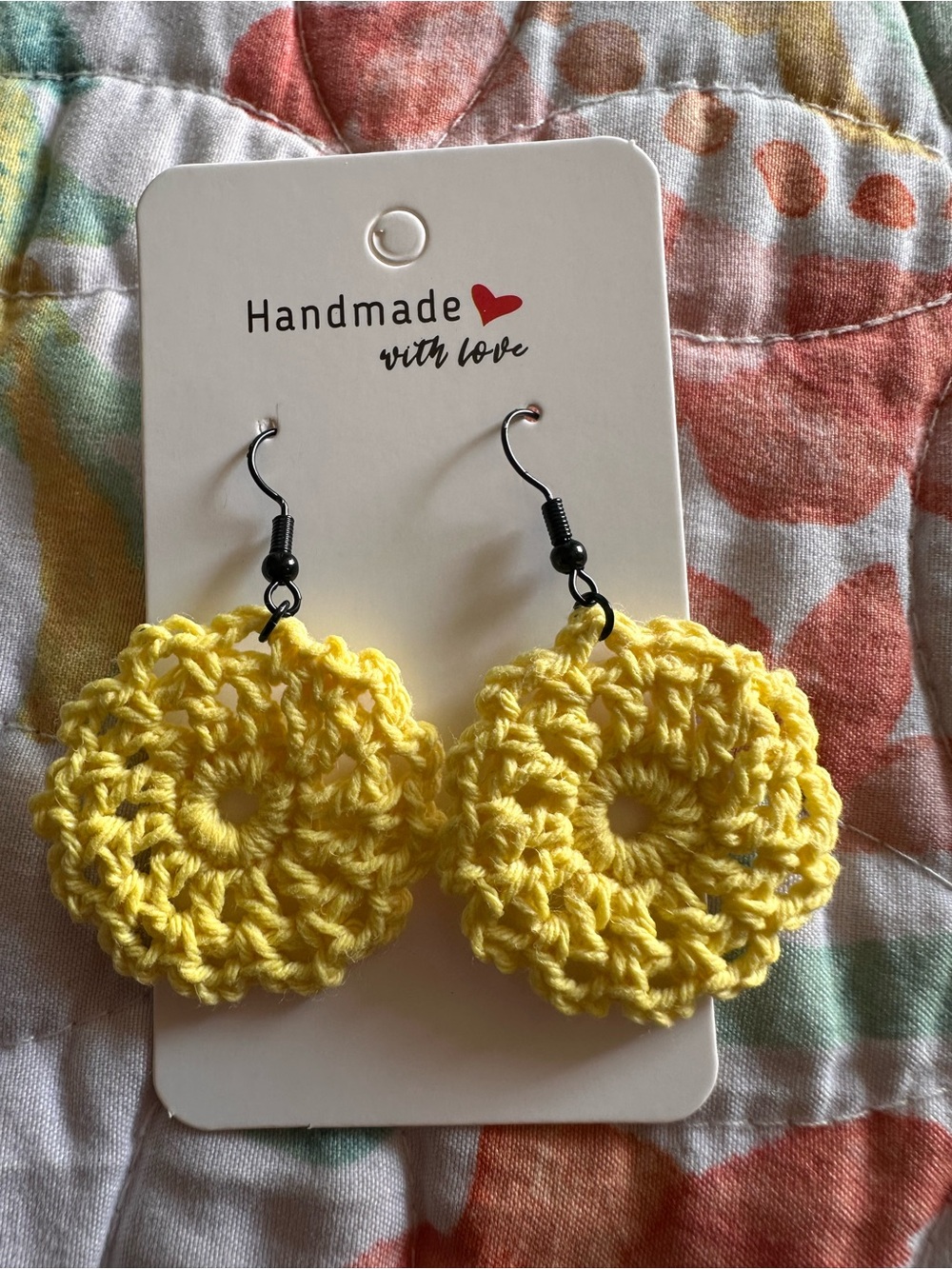 Handmade Yellow Crochet Flower Earrings - Kids Accessories
